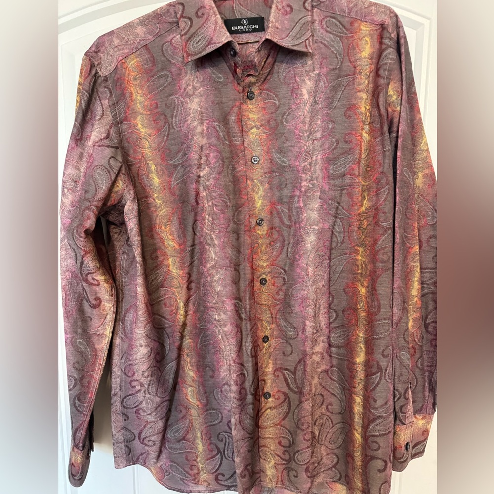 Bugatchi men’s jacquard pattern shirt, size large